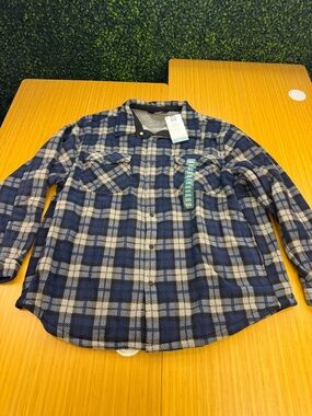 Member's Mark Men's Fleece Shacket, Sherpa Lined with Side Pockets Blue Size 3XL